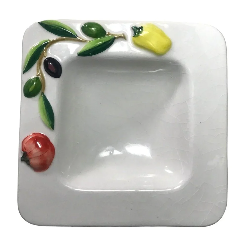 Vintage Ortoconserviera Olive Pickle Relish Dish Hand Painted Olives Veg Italy - Picture 1 of 7